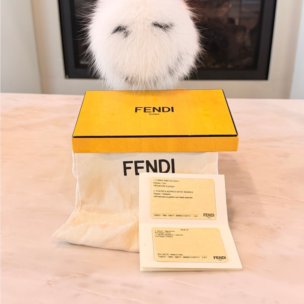 Fendi White and Cream Fur Authenticity Cards with Branded Pouch